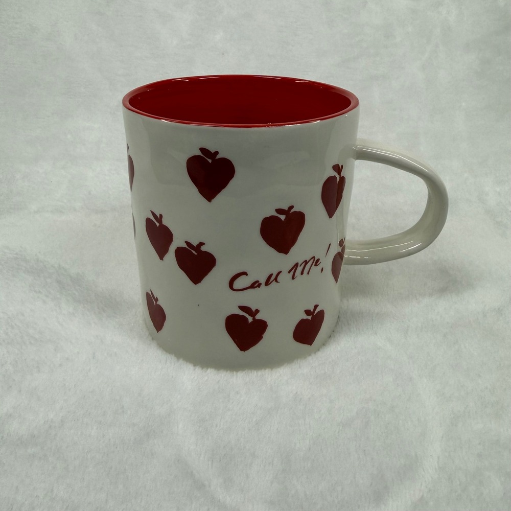 Hotel Magique for Anthropologie Call Me Heart Apple Ceramic Coffee Mug Red White